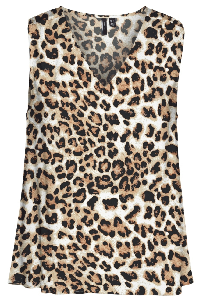 VMEASY JOY S/L V-NECK TOP WVN GA 10301759 TAN/LEO